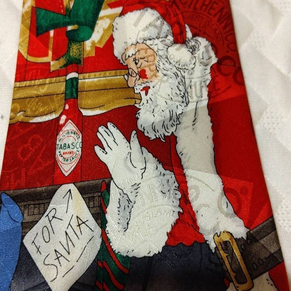 Official Tabasco Sauce Santa's Hot Christmas Men's Silk Tie